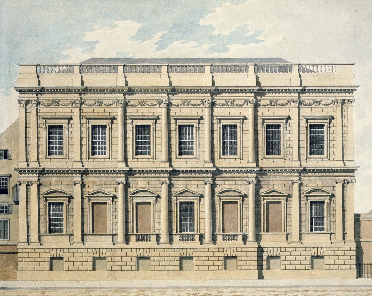 Vista de la Casa de Banquetes en Whitehall, Westminster, c.1790 de Thomas Malton Jnr.