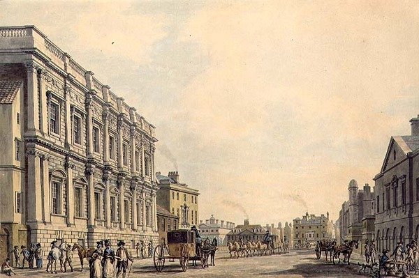 Whitehall con la Casa de Birmingham de Thomas Malton Jnr.