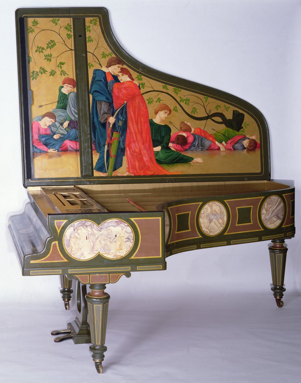 Piano de cola de concierto de Sebastien Erard, c.1850 (madera pintada, teclas de ébano y marfil) de Thomas Matthews Rooke