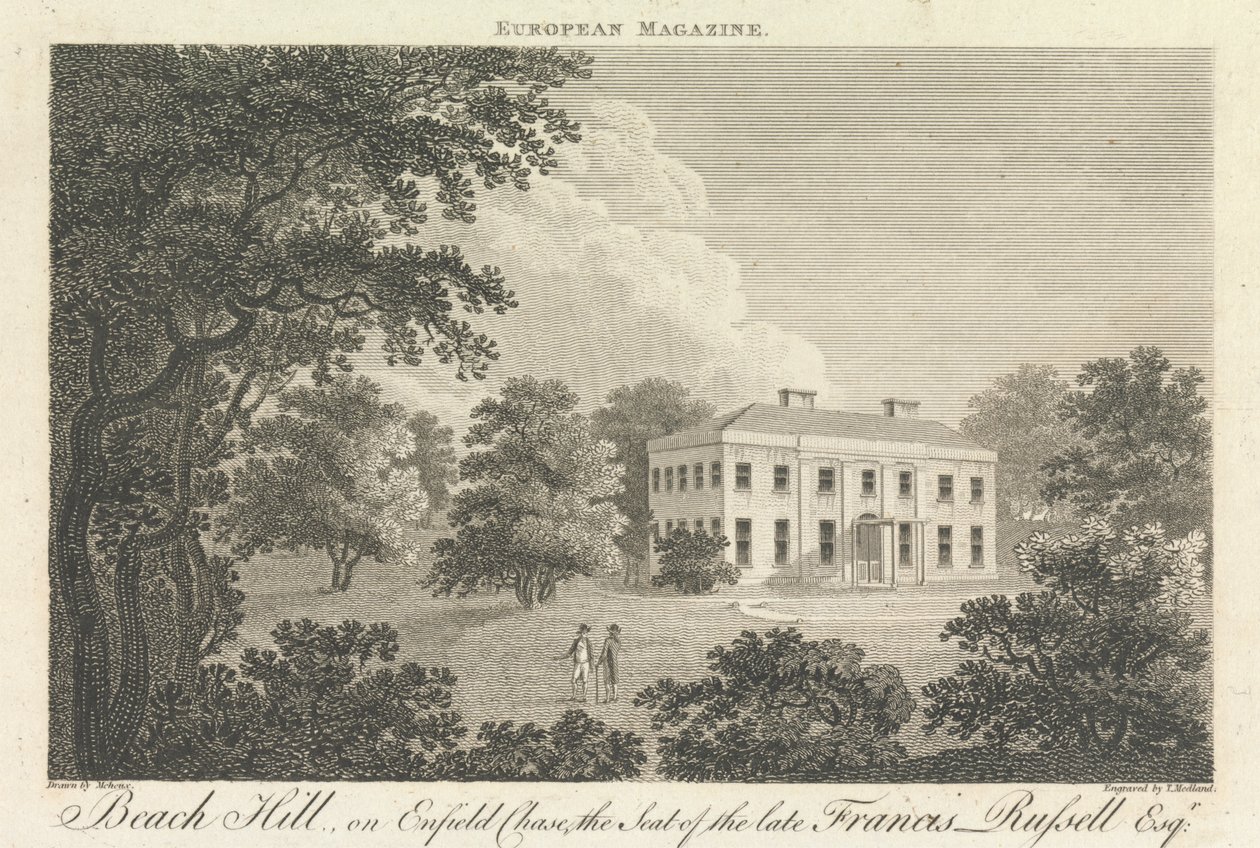 Beach Hill, en Enfield Chase, la sede del difunto Francis Russell, Esquire, Suburbio exterior - Norte de Thomas Medland