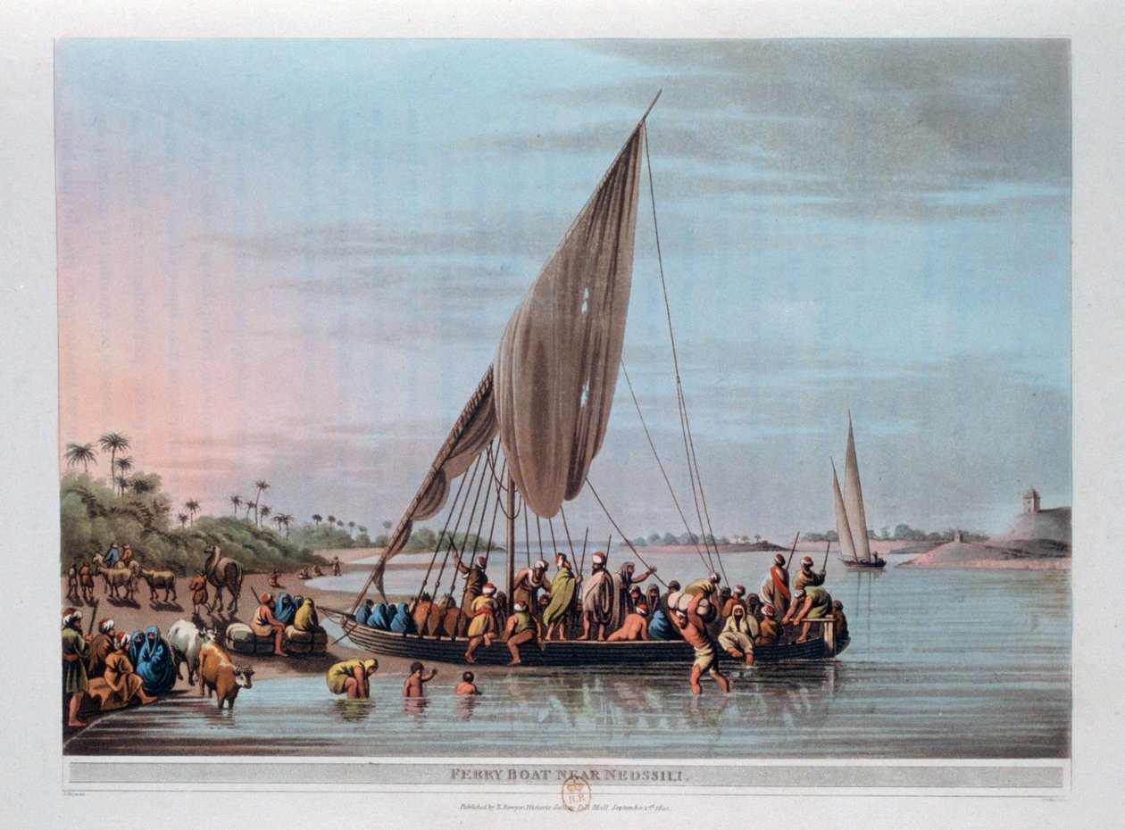 Barco de Ferry Cerca de Nedssili, Egipto, 1801 de Thomas Milton