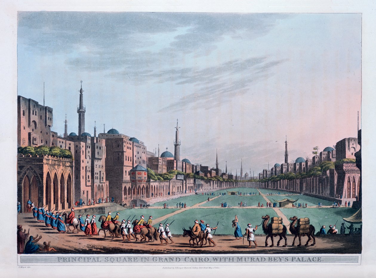 Plaza principal en El Cairo, con el palacio de Murad Bey, 1801 de Thomas Milton