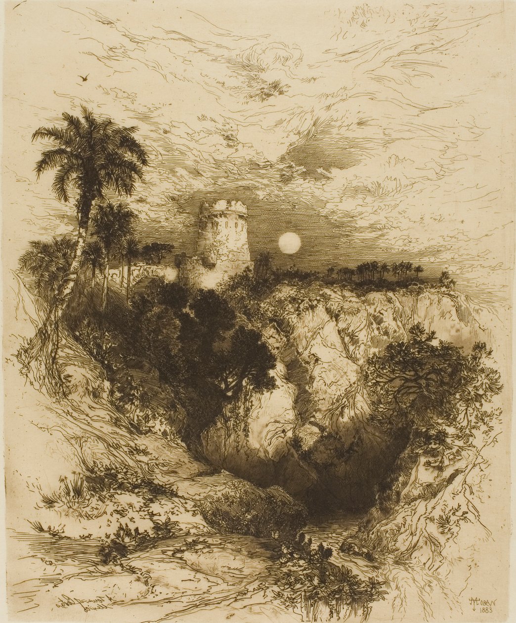 Una torre de Cortés - México de Thomas Moran