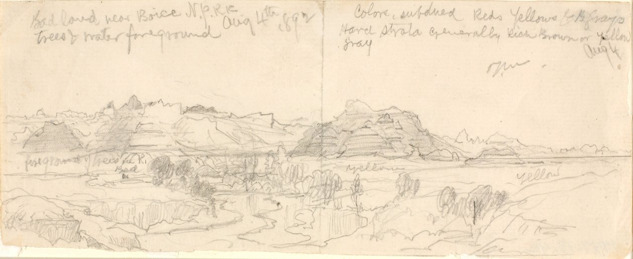 Bad Lands cerca de Boise, N.P.R.R. (Ferrocarril del No. Pacífico) de Thomas Moran