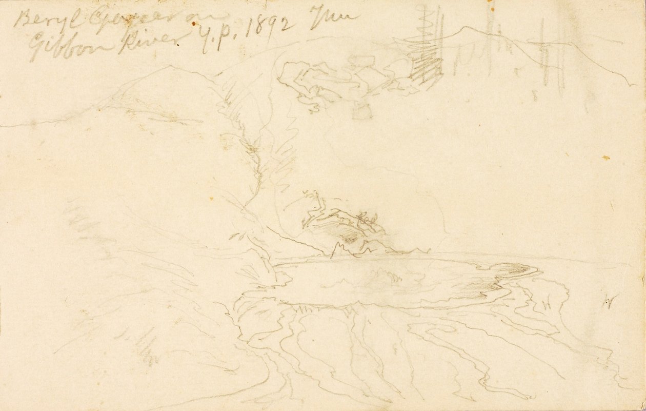 Géiser Beryl en el río Gibbon, Parque de Yellowstone de Thomas Moran