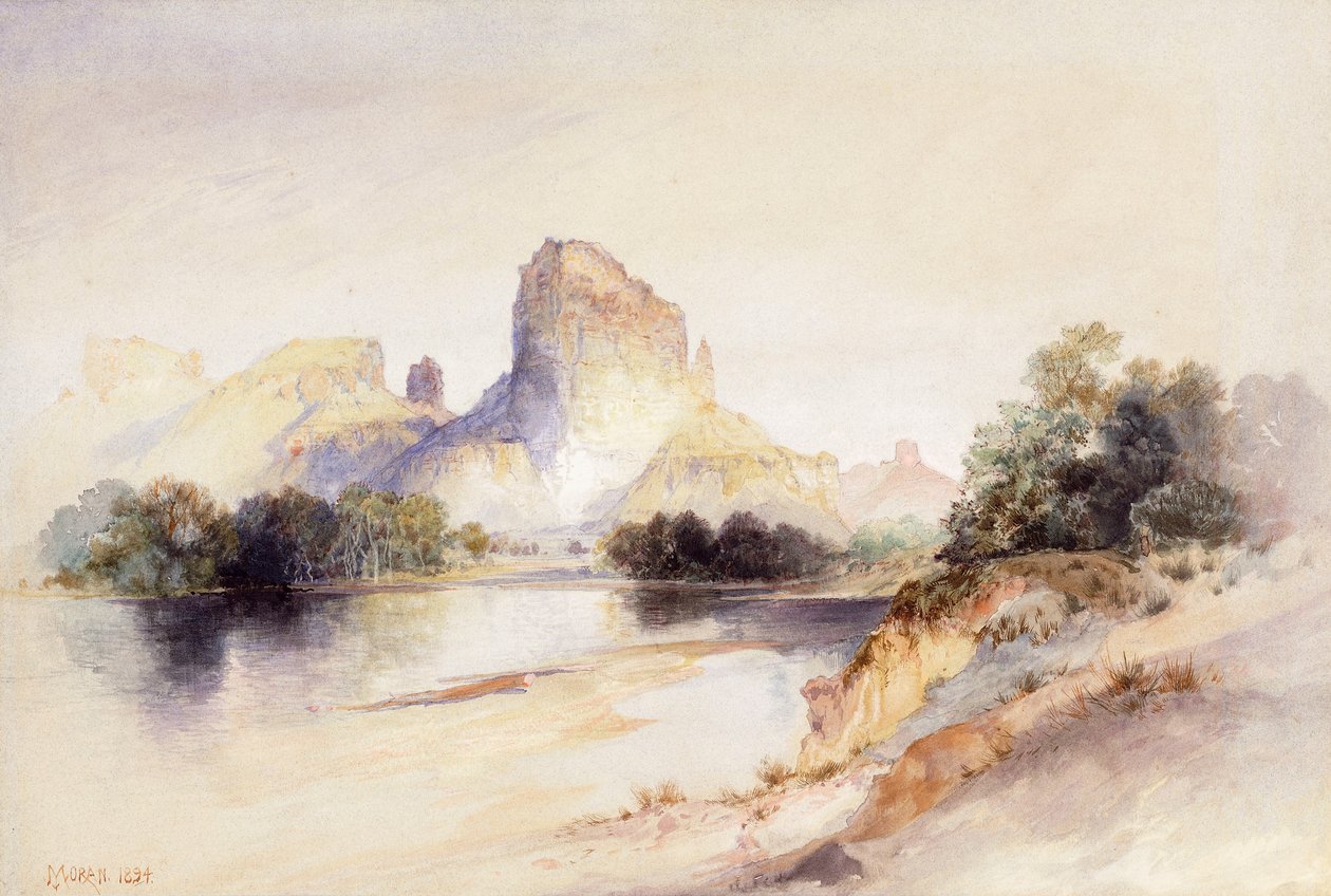 Castle Butte, Green River, Wyoming, 1894 de Thomas Moran