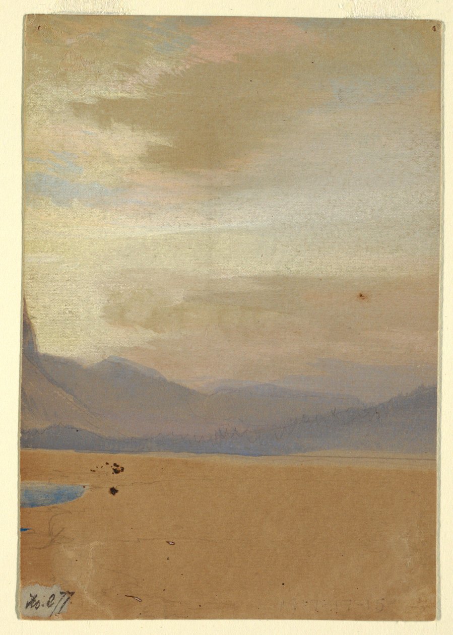 Dibujo, Llanuras americanas con cordillera a lo lejos, antes de 1872 de Thomas Moran