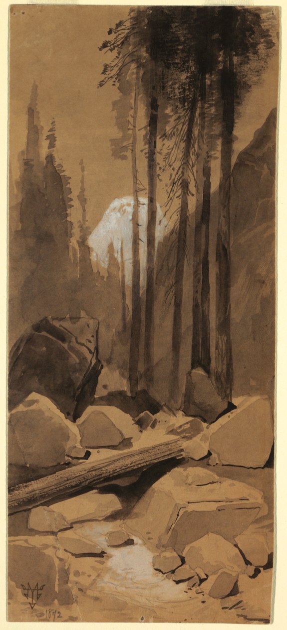 Dibujo, En el valle de Yosemite, 1872 de Thomas Moran