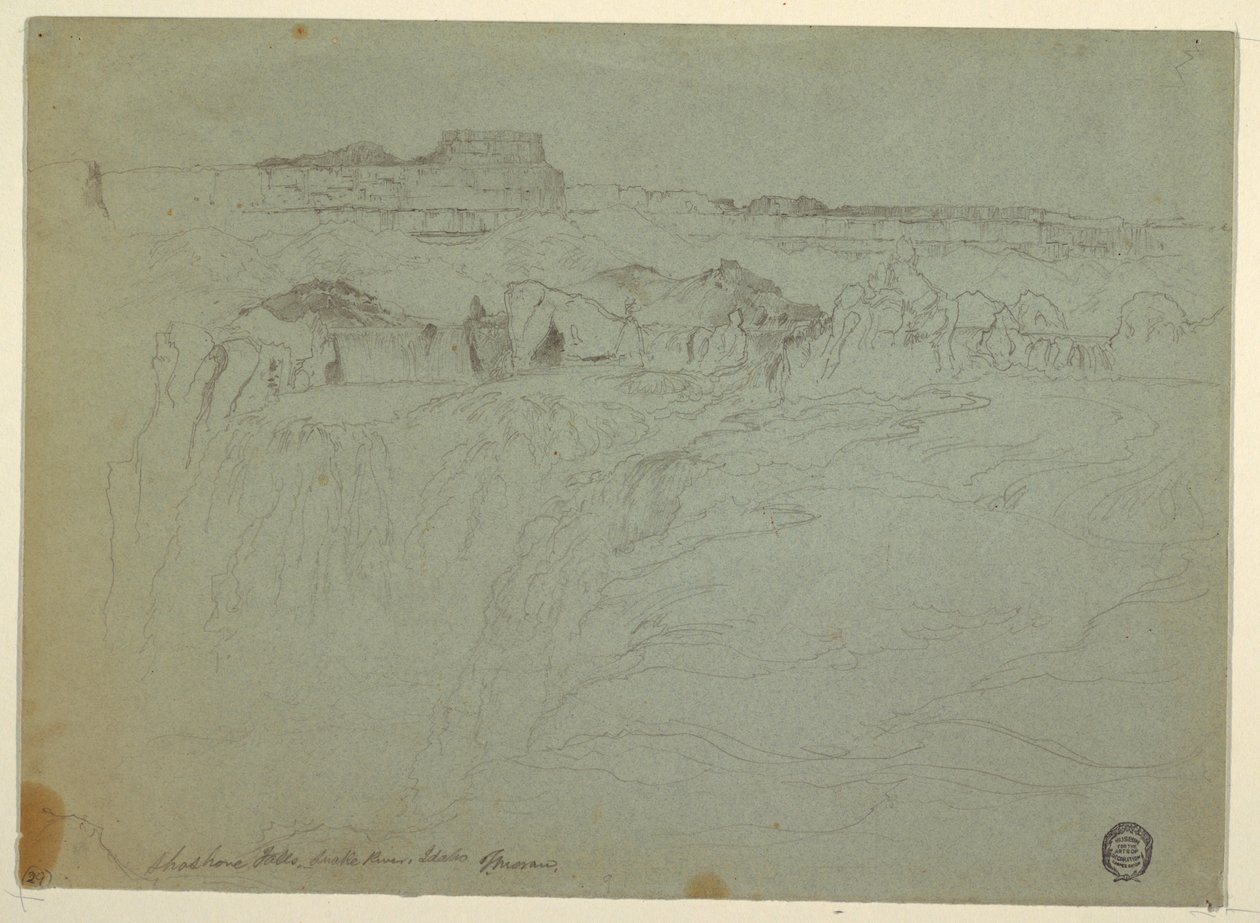Dibujo, cataratas Shoshone, río Snake, Idaho, 1875 de Thomas Moran