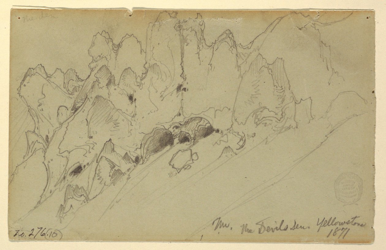Dibujo, La Guarida del Diablo, Yellowstone, 1871 de Thomas Moran