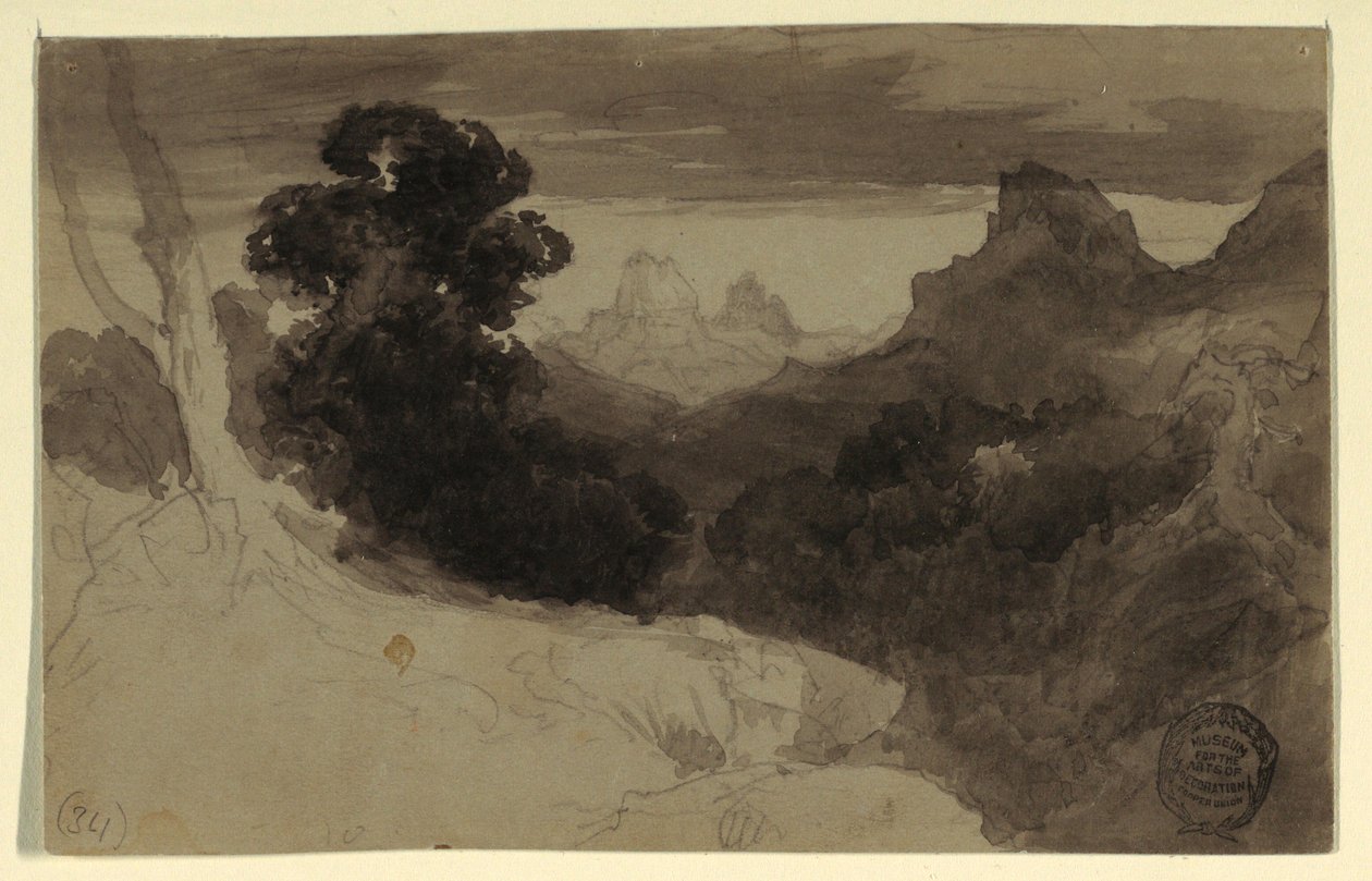 Dibujo, Vista de los Tetons, Wyoming, 1874 de Thomas Moran