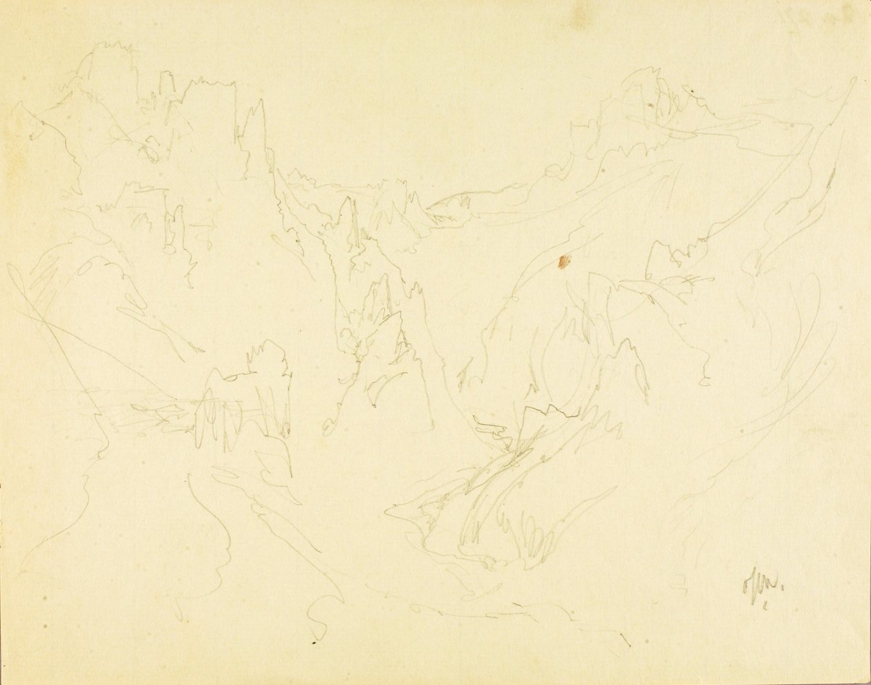 Croquis de campo de Rocky Canyon de Thomas Moran