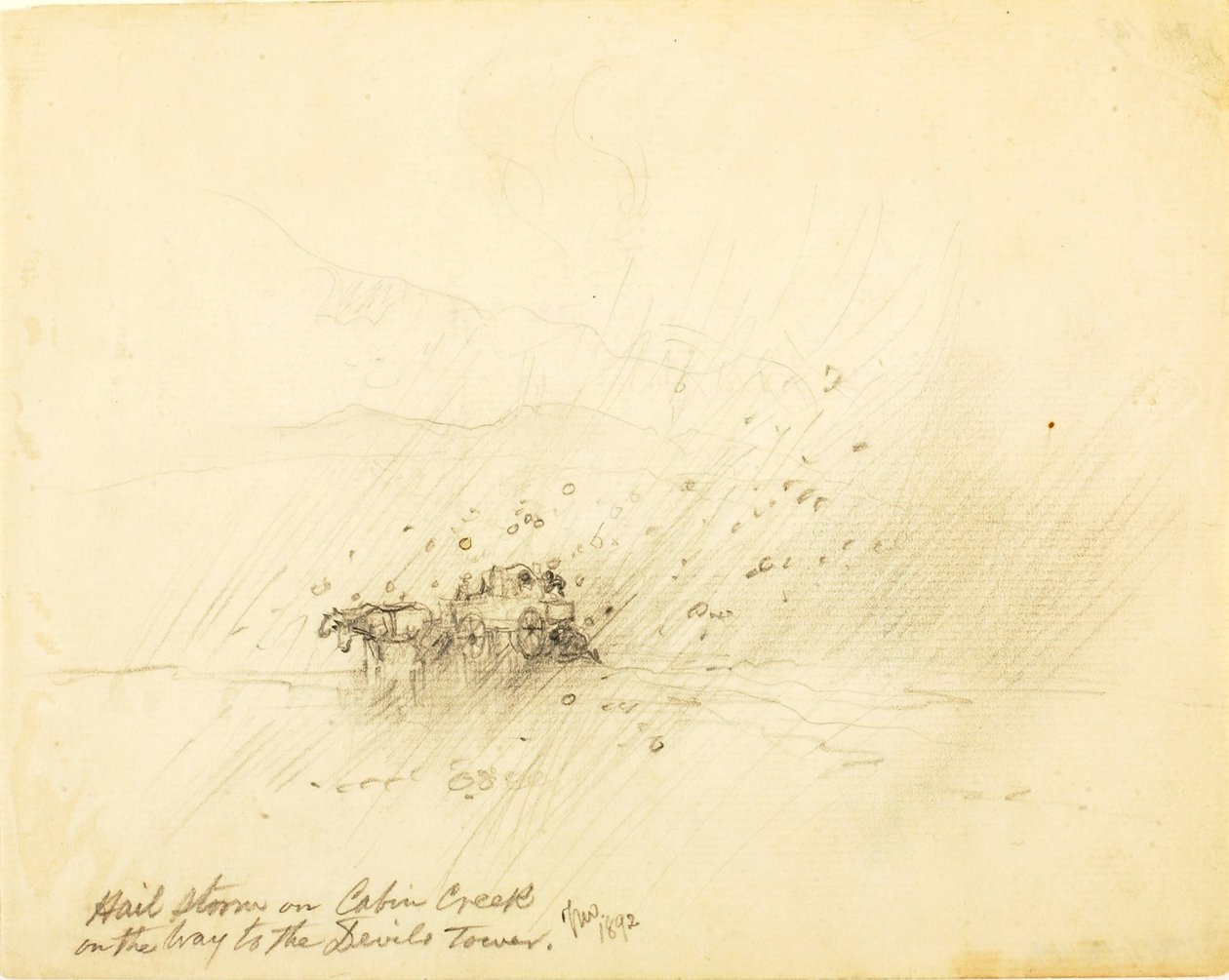 Tormenta de granizo en Cabin Creek camino de la Torre del Diablo de Thomas Moran