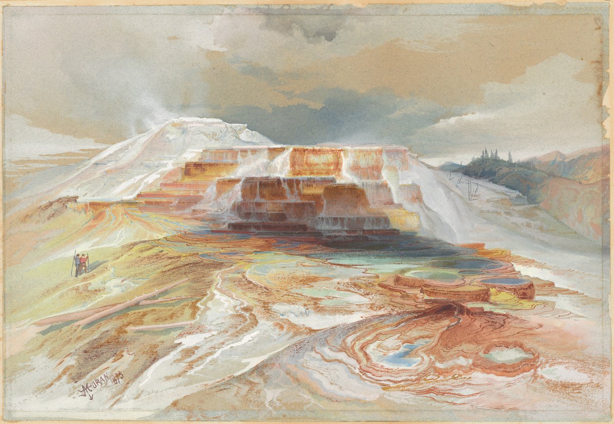 Aguas Termales del Río Gardiner, Yellowstone de Thomas Moran