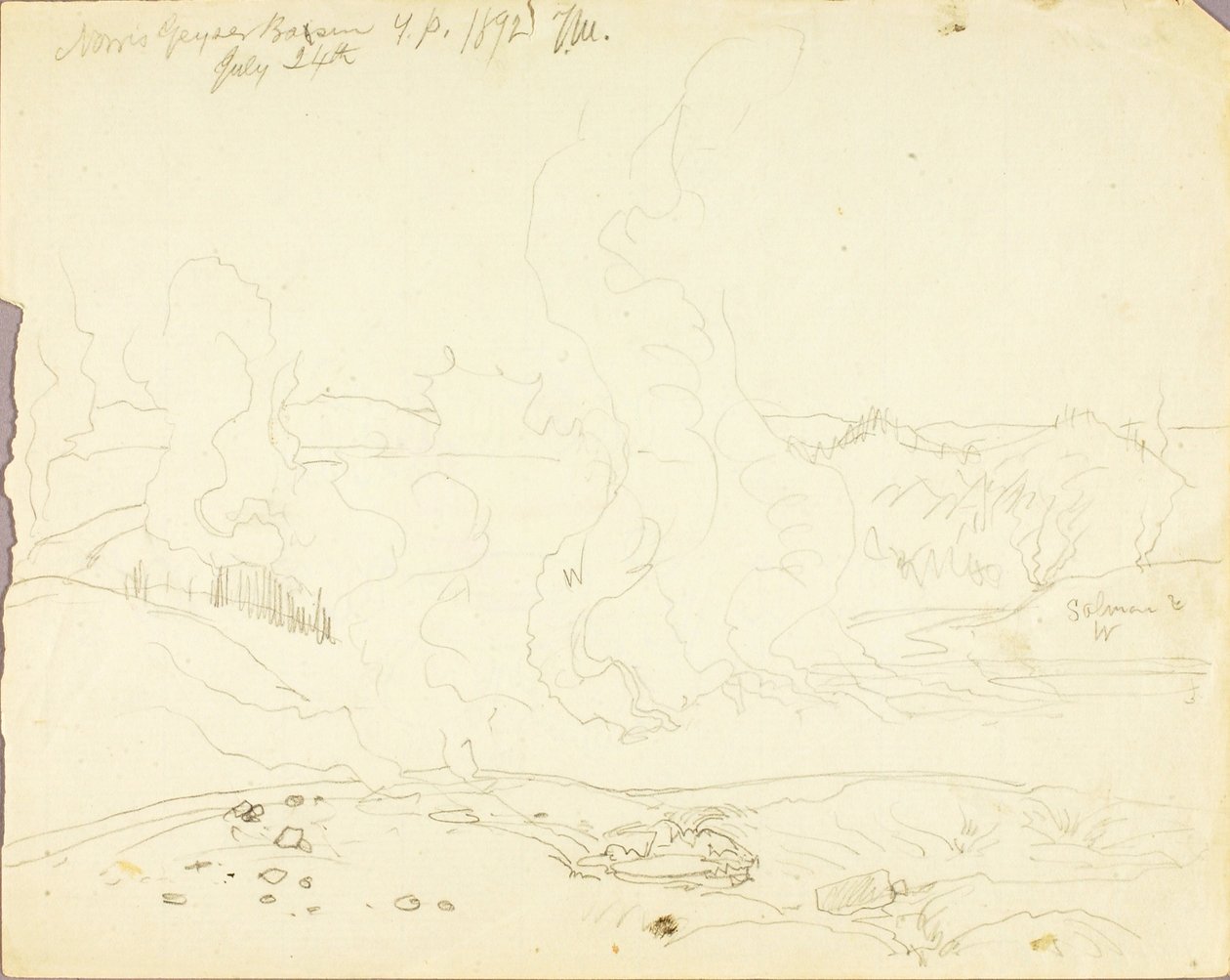 Norris Geyser Basin, Parque de Yellowstone de Thomas Moran