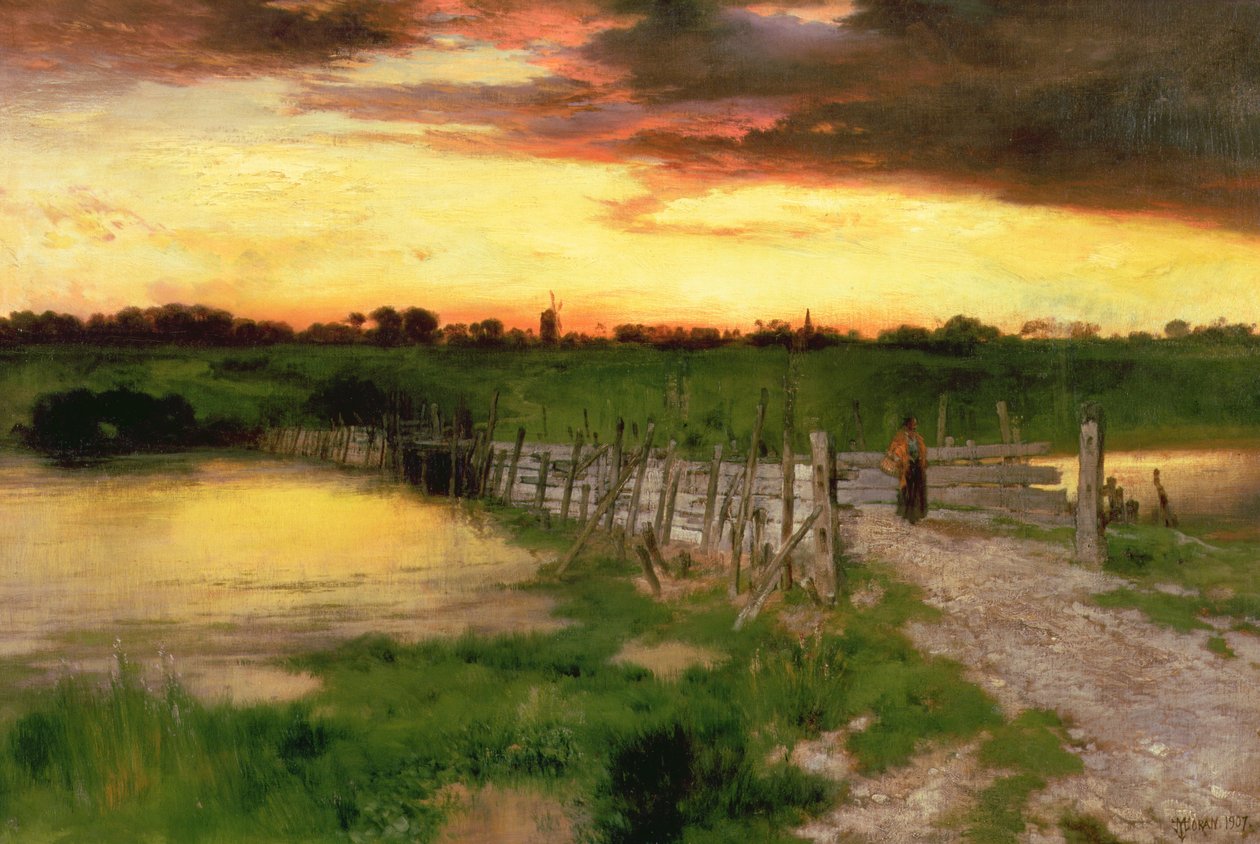 El viejo puente sobre Hook Pond, 1907 de Thomas Moran