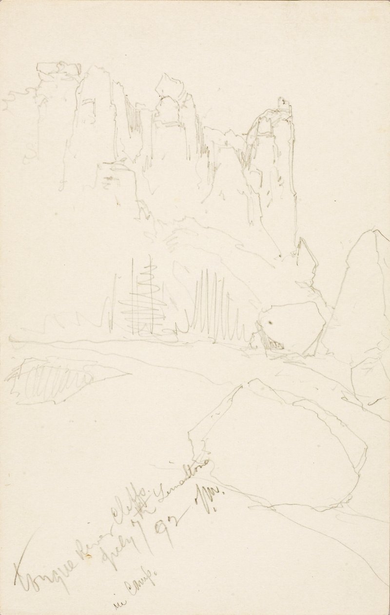 Acantilados de Tongue River (En el campamento) de Thomas Moran