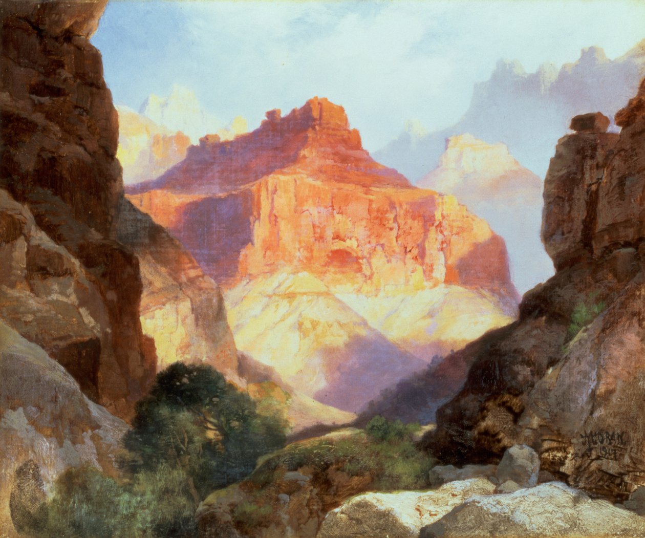 Bajo la pared roja, Gran Cañón de Arizona de Thomas Moran
