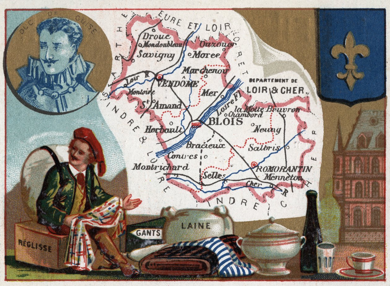 Loir-et-Cher, Centro, Francia. Liquisse, guantes y lana. Serie sobre los departamentos franceses. c.1920 (cromo) de Thomas & Mortimer John Hamilton (1741-79) Jones