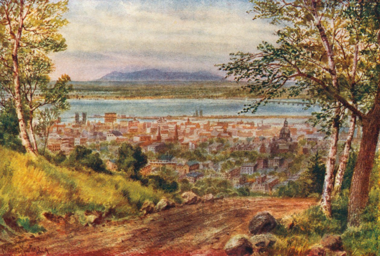 Montreal, el verdadero San Lorenzo desde la montaña (litografía en color) de Thomas Mower Martin