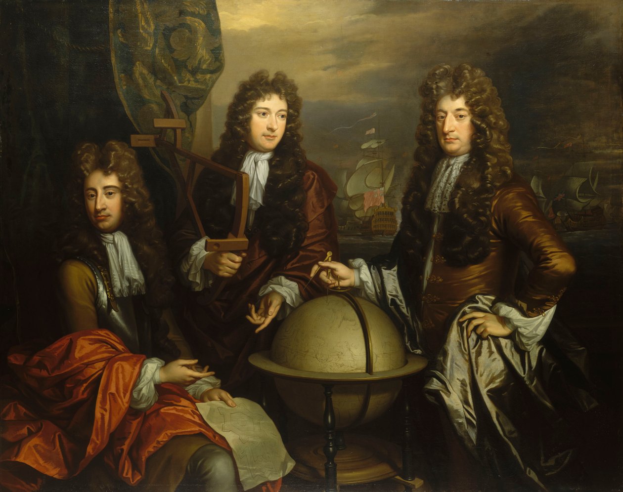 John Benbow (1653-1702), Sir Ralph Delavalle (hacia 1645-1707) y Thomas Phillips (hacia 1635-1693) de Thomas Murray