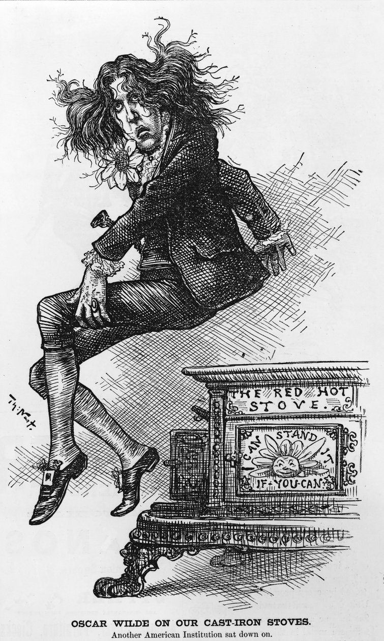 Oscar Wilde en nuestras Estufas de Hierro Fundido. Otra Institución Americana sentada, ilustración de Harper