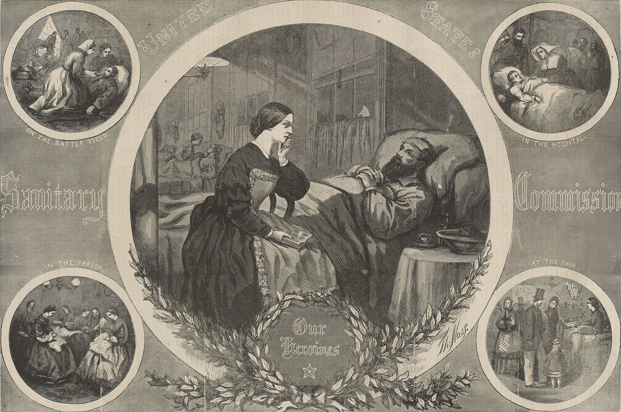 Comisión Sanitaria de los Estados Unidos: Nuestras heroínas de Thomas Nast