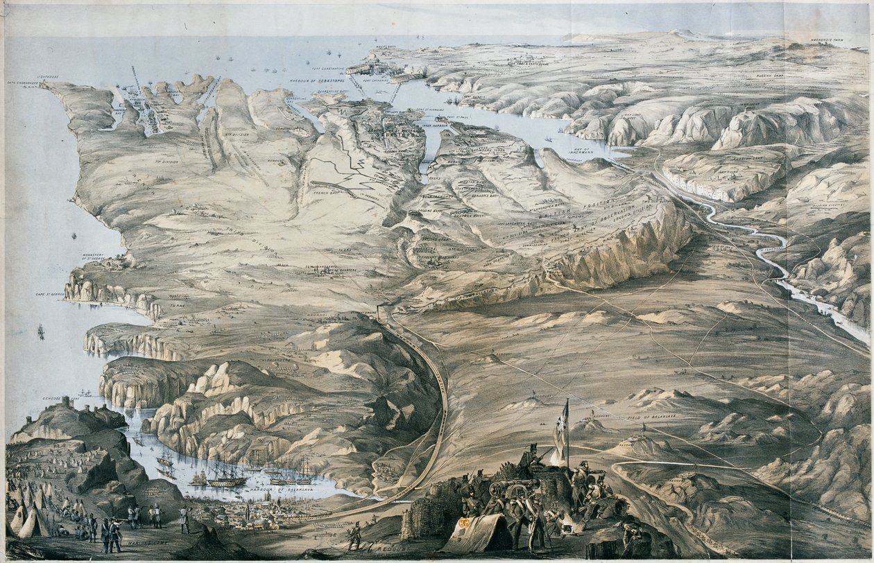 Vista panorámica del atrincheramiento de los Ejércitos Aliados de Inglaterra y Francia ante Sebastopol de Thomas Packer