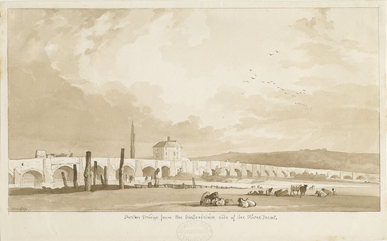 Burton-upon-Trent - Puente y Ciudad de Thomas Peploe Wood