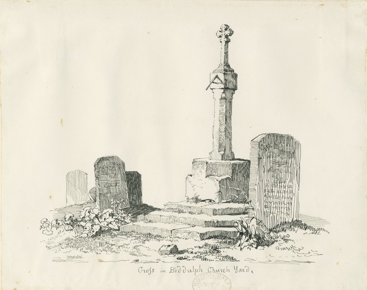 Cruz en el Cementerio de la Iglesia de Biddulph de Thomas Peploe Wood
