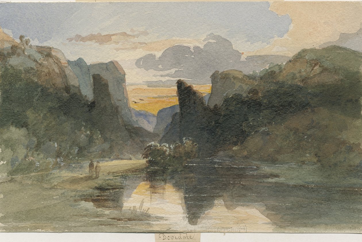 Dovedale - paisaje: pintura en acuarela de Thomas Peploe Wood