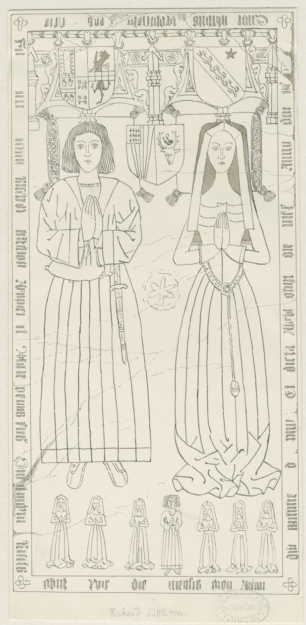 Iglesia de Penkridge - Tumba de Richard Littleton: dibujo a pluma y tinta, nd [1842-1845] de Thomas Peploe Wood