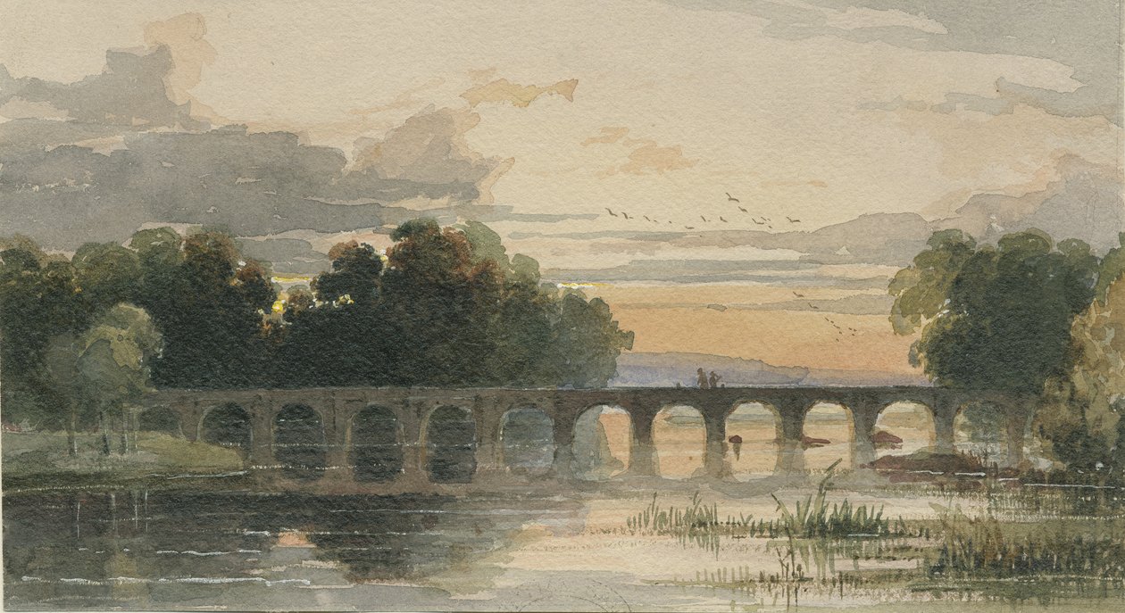 Puente Shugborough: pintura en acuarela de Thomas Peploe Wood