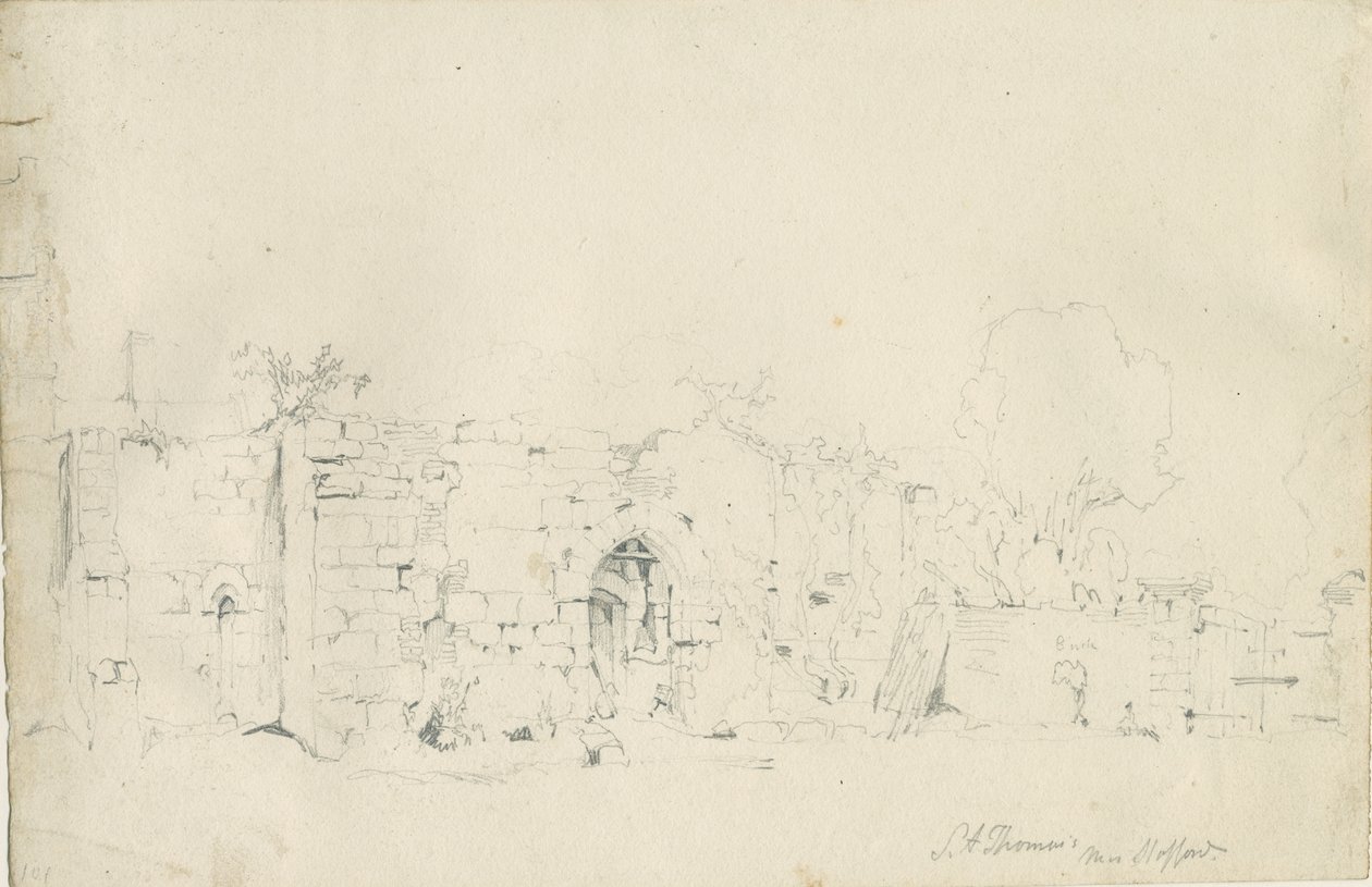 Stafford - Priorato de San Tomás: dibujo a lápiz, nd [1839] de Thomas Peploe Wood