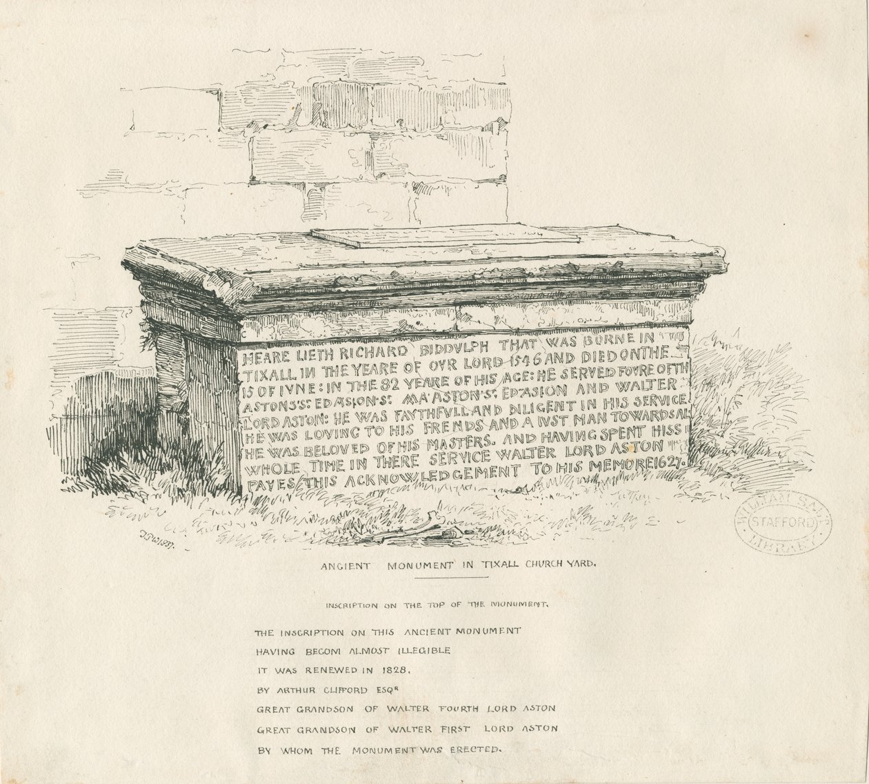 Tixall - Patio de la Iglesia - Tumba de Mesa de Thomas Peploe Wood