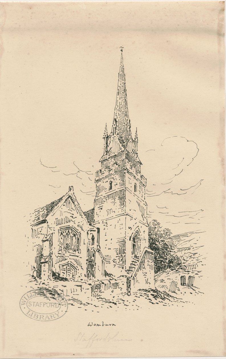 Iglesia de Wombourne: zincografía, nd [mediados del siglo XIX] de Thomas Peploe Wood