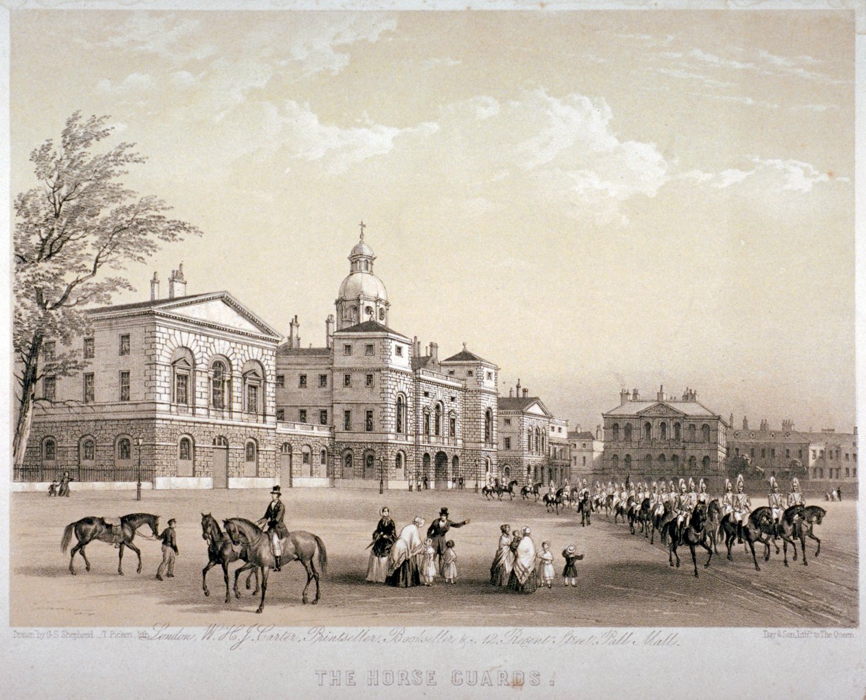 Guardias a caballo, Westminster, Londres, 1851 de Thomas Picken