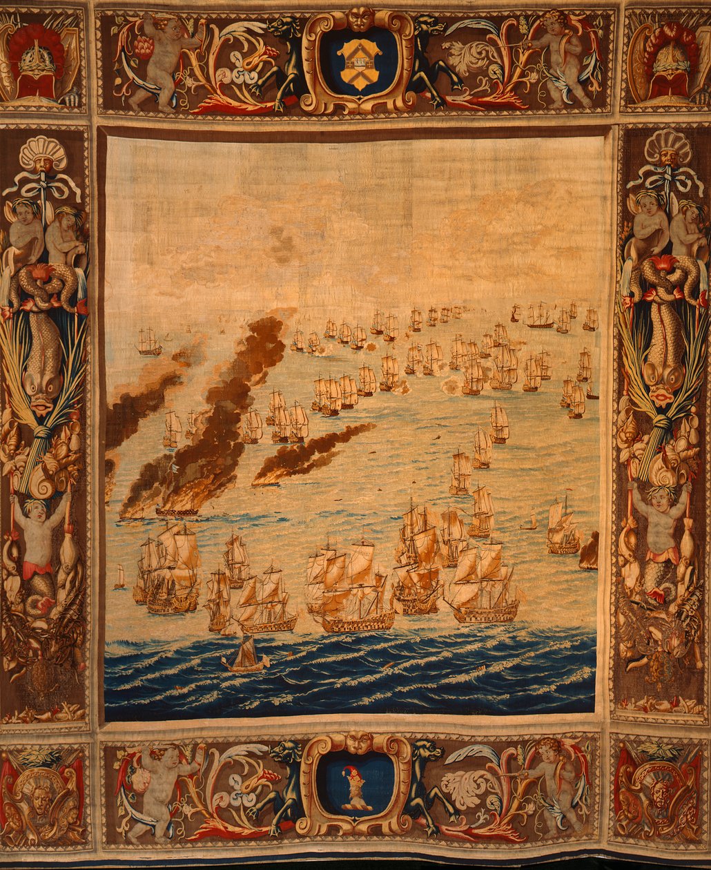 Tapiz de Mortlake: Barcos de fuego en acción, c.1685 (textil) de Thomas Poyntz