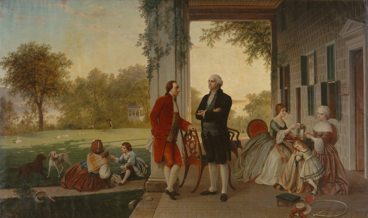Washington y Lafayette en Mount Vernon, 1784 El hogar de Washington después de la guerra de Thomas Pritchard Rossiter
