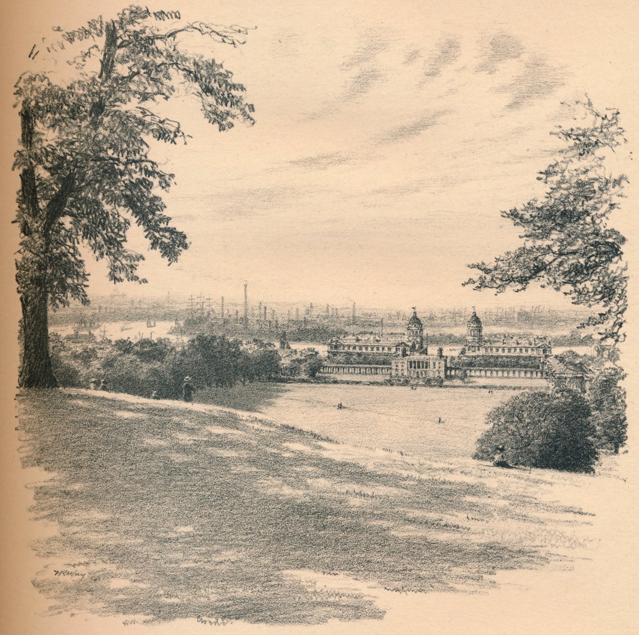 Palacio de Greenwich desde la colina del observatorio, 1902 de Thomas Robert Way