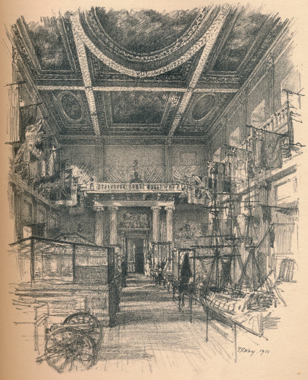 Interior del Salón de Banquetes, Palacio de Whitehall, 1902 de Thomas Robert Way