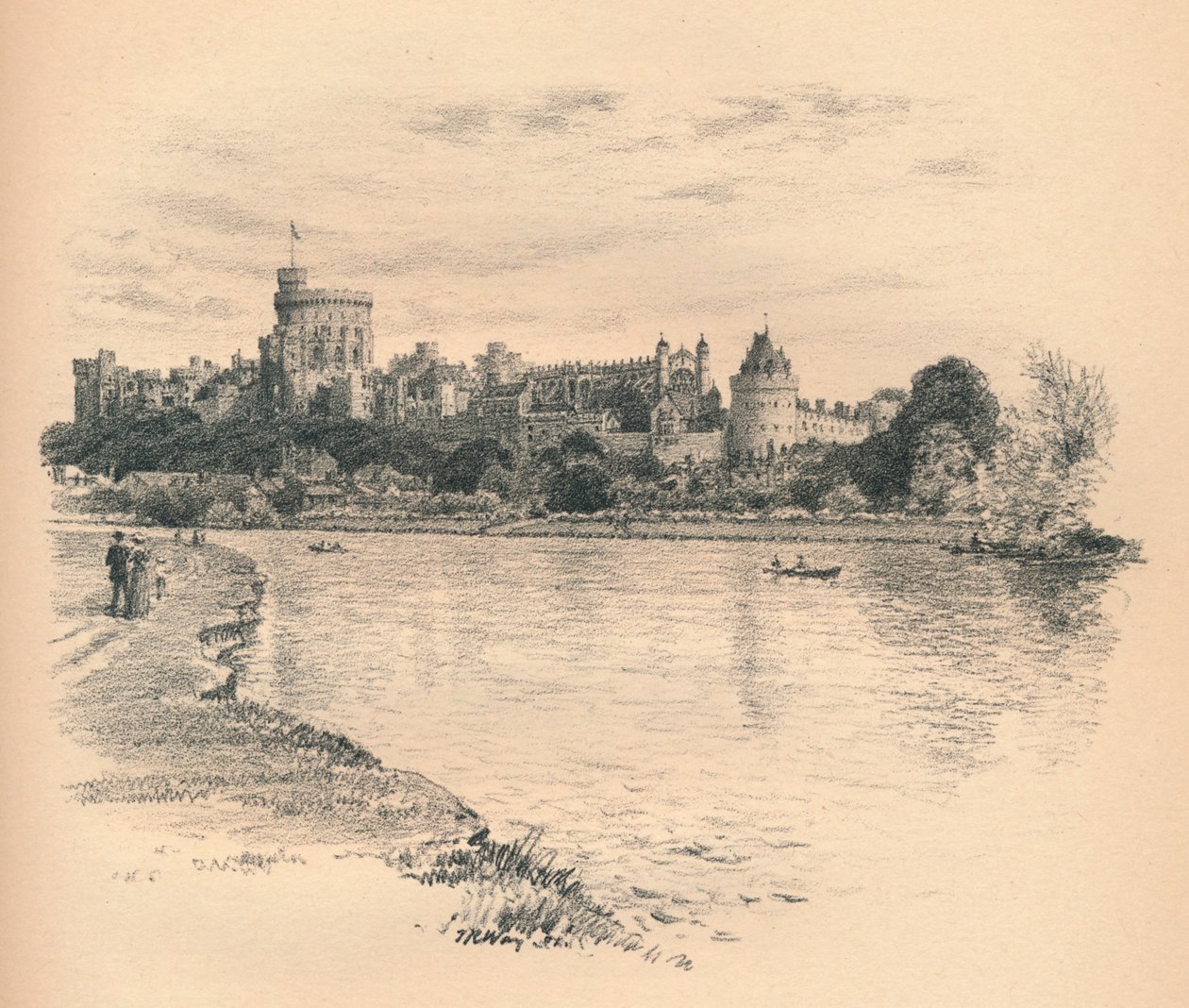 Castillo de Windsor desde el río, 1902 de Thomas Robert Way