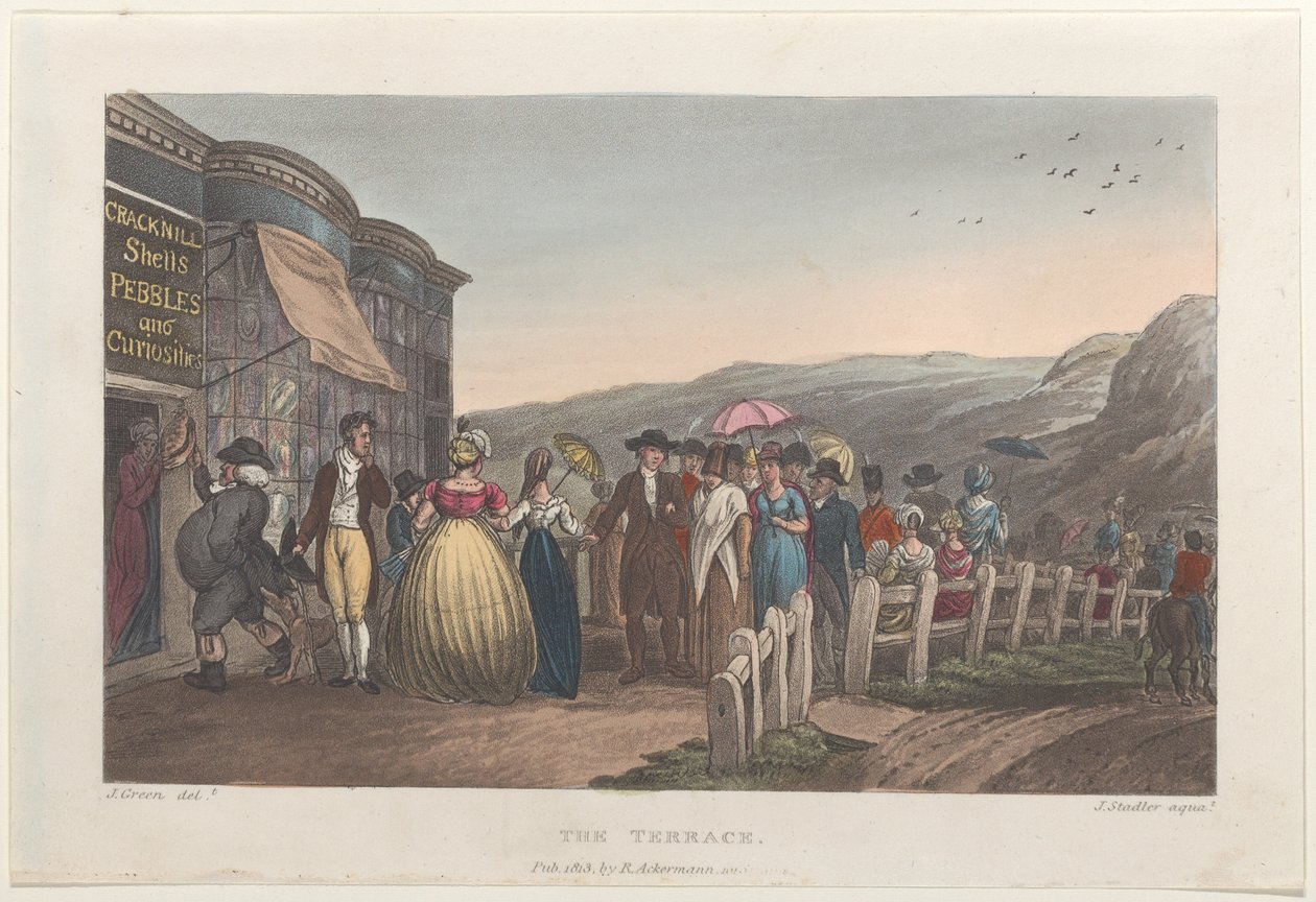 La terraza, de Bocetos poéticos de Scarborough, 1813 de Thomas Rowlandson, Joseph Constantine Stadler, J. Bluck
