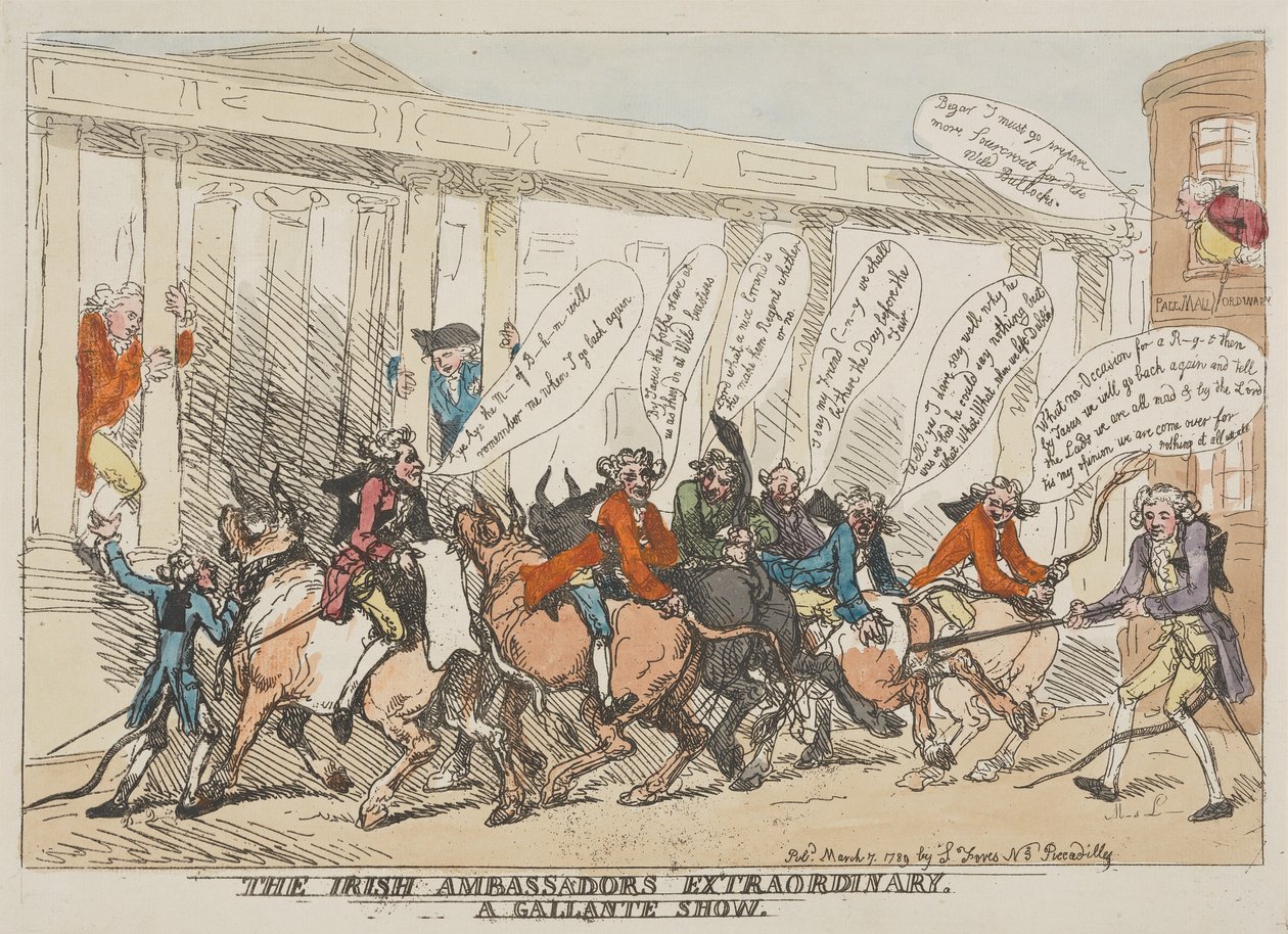 (El) Espectáculo «Los embajadores extraordinarios y galantes de Irlanda» de Thomas Rowlandson