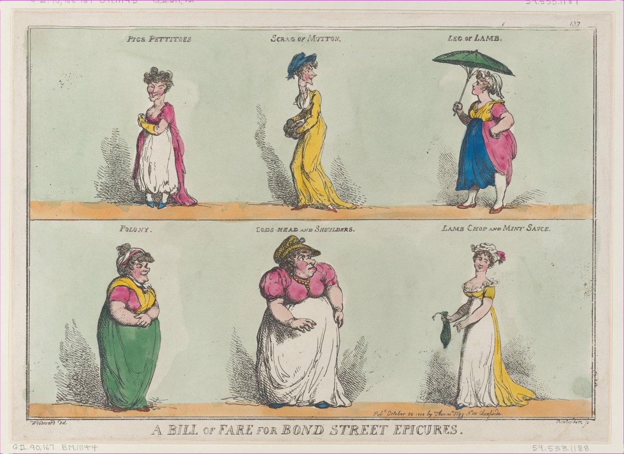 Un menú para los epicúreos de Bond Street de Thomas Rowlandson