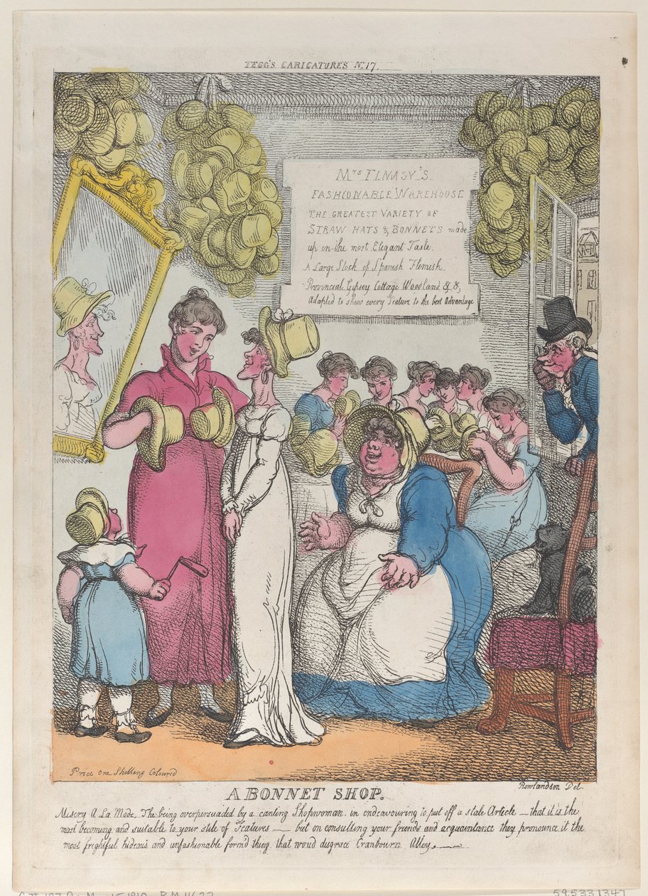 Una tienda de sombreros, 15 de mayo de 1810 de Thomas Rowlandson