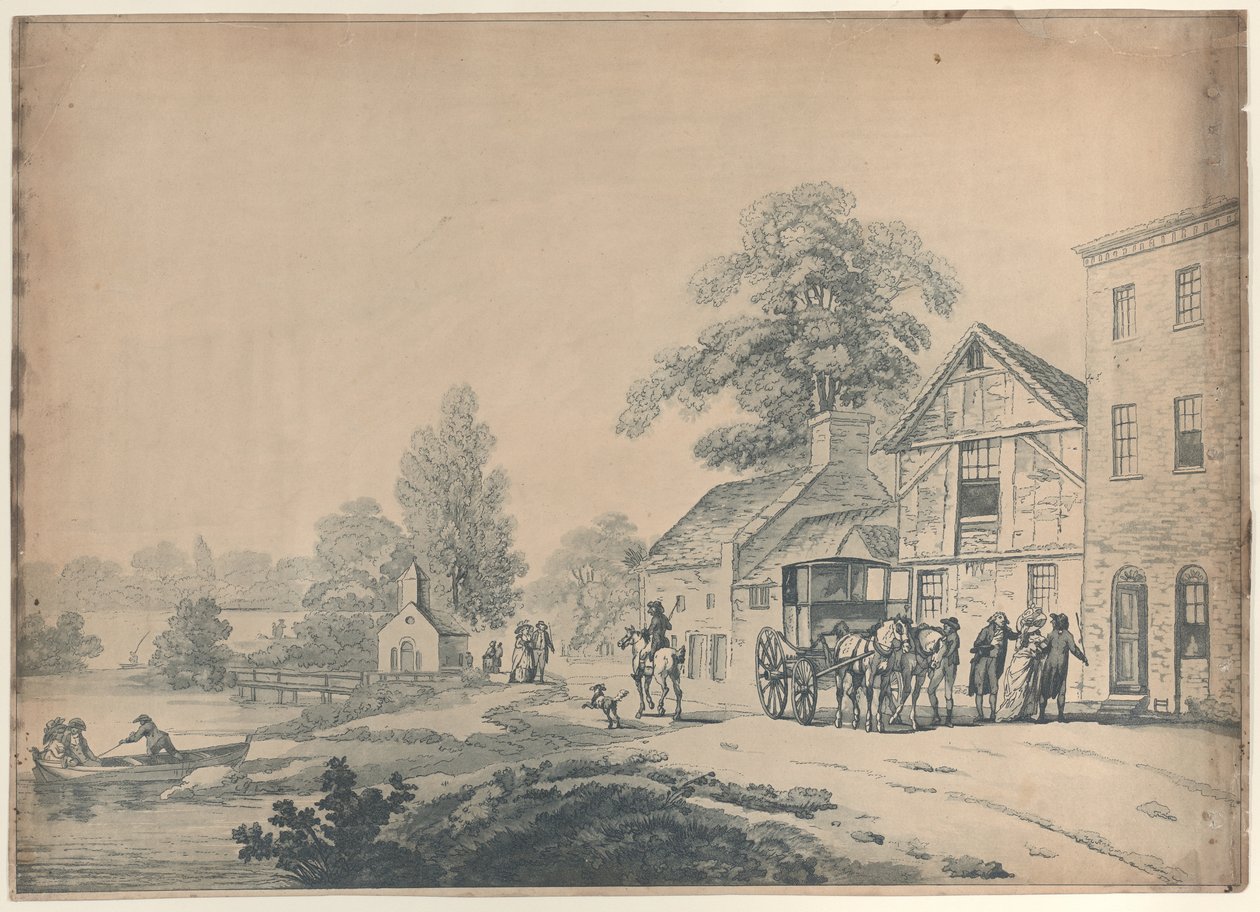 Una diligencia frente a una posada de Thomas Rowlandson