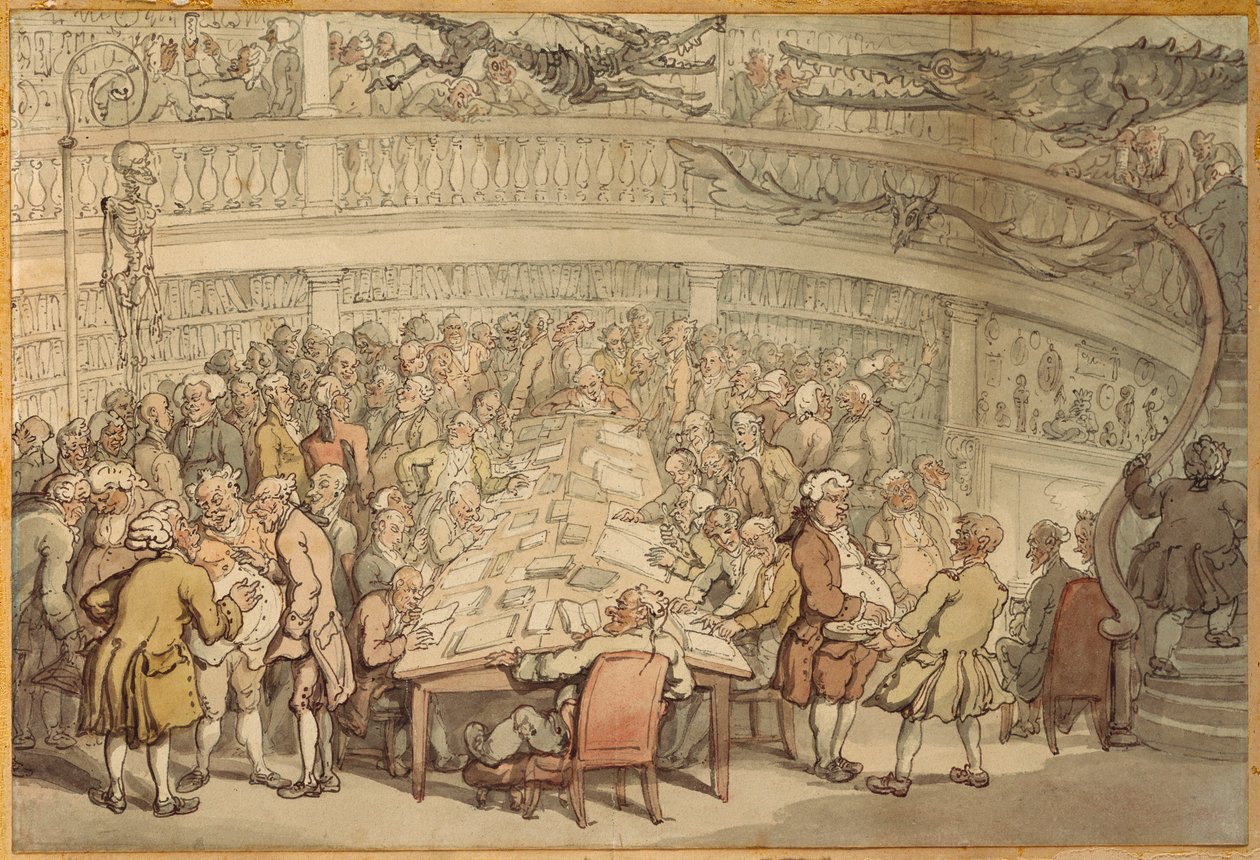 Una conversación en el "Surgeons Hall", Old Bailey, Londres de Thomas Rowlandson