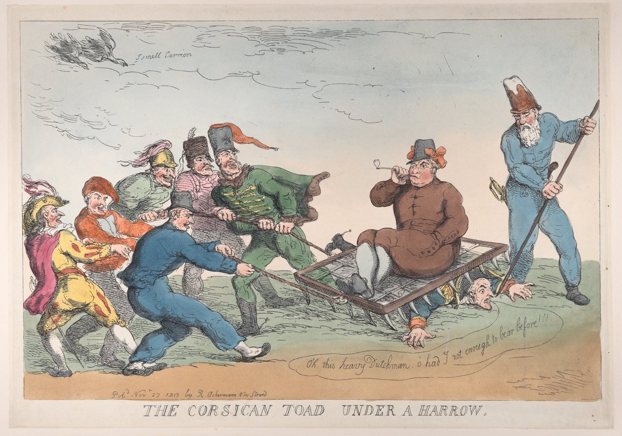 Un sapo corso bajo un rastrillo, 27 de noviembre de 1813 de Thomas Rowlandson