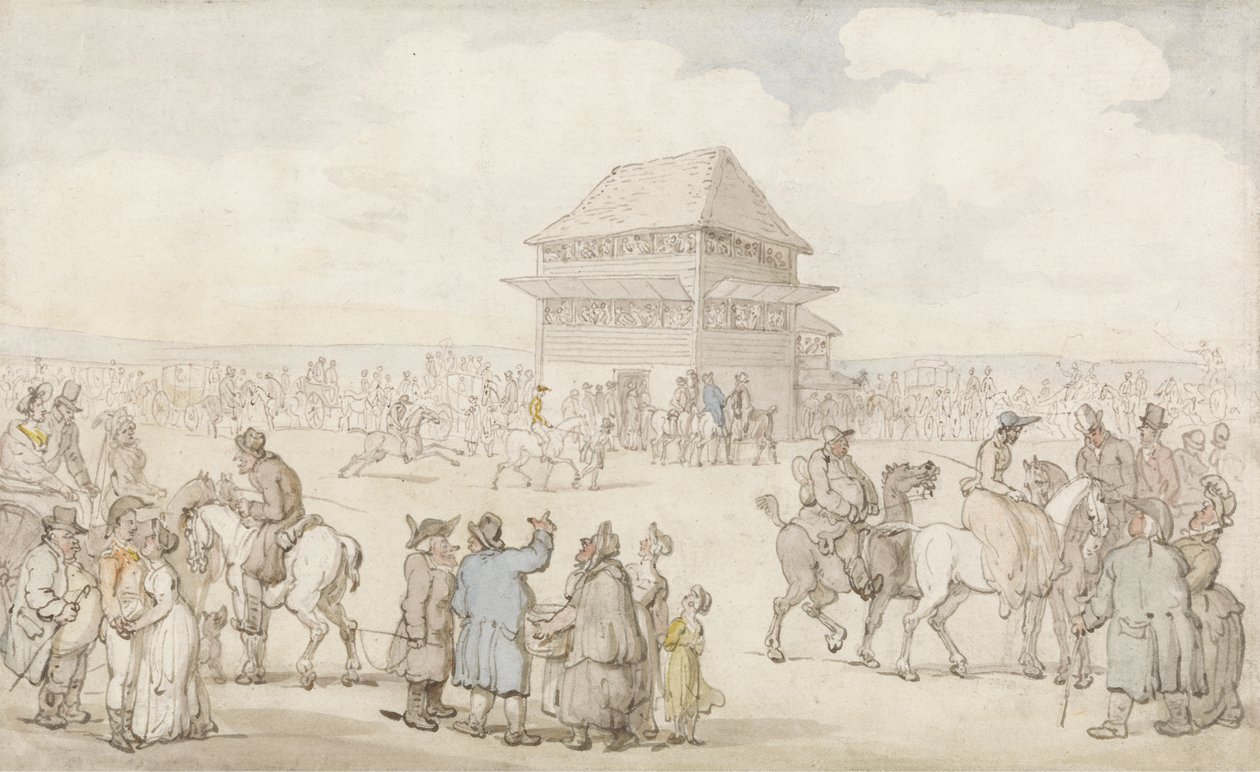 Una reunión de carreras abarrotada, c.1805-10 de Thomas Rowlandson